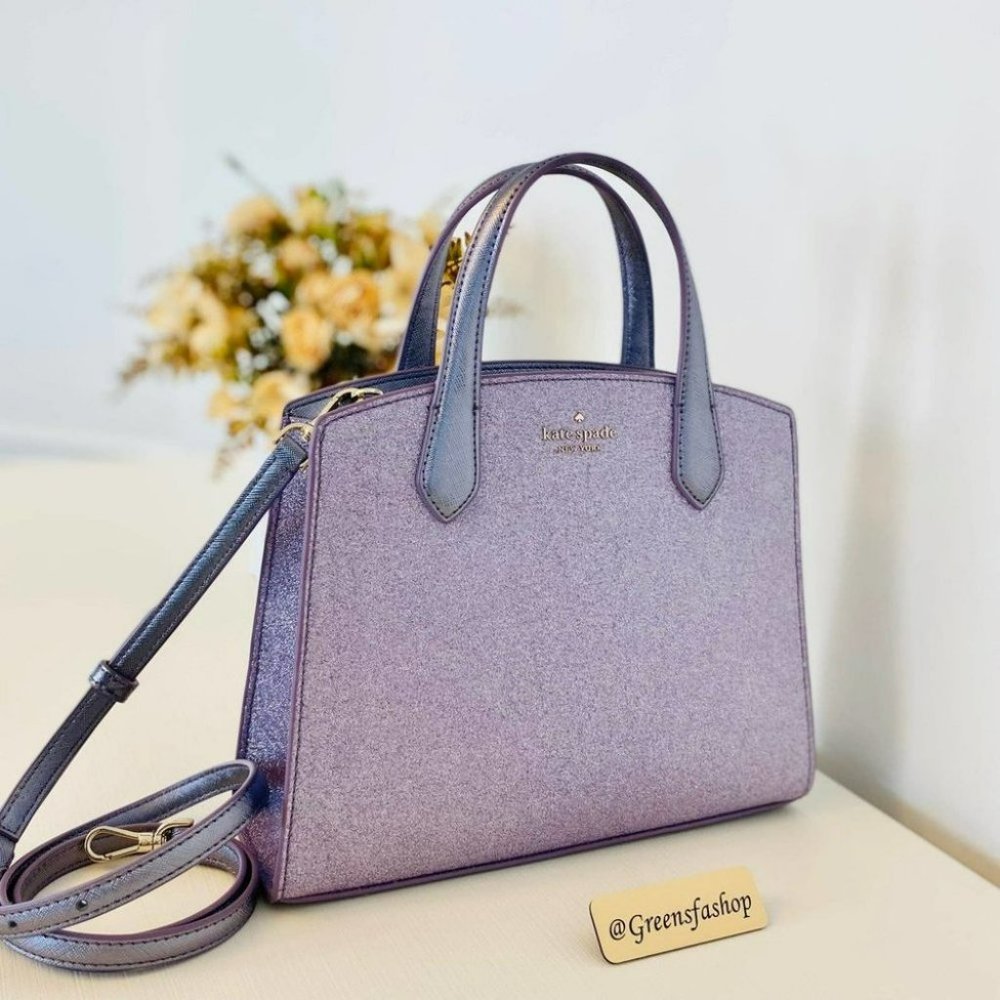 Kate spade purse tinsel glitter satchel handbag - Picture 2 of 11